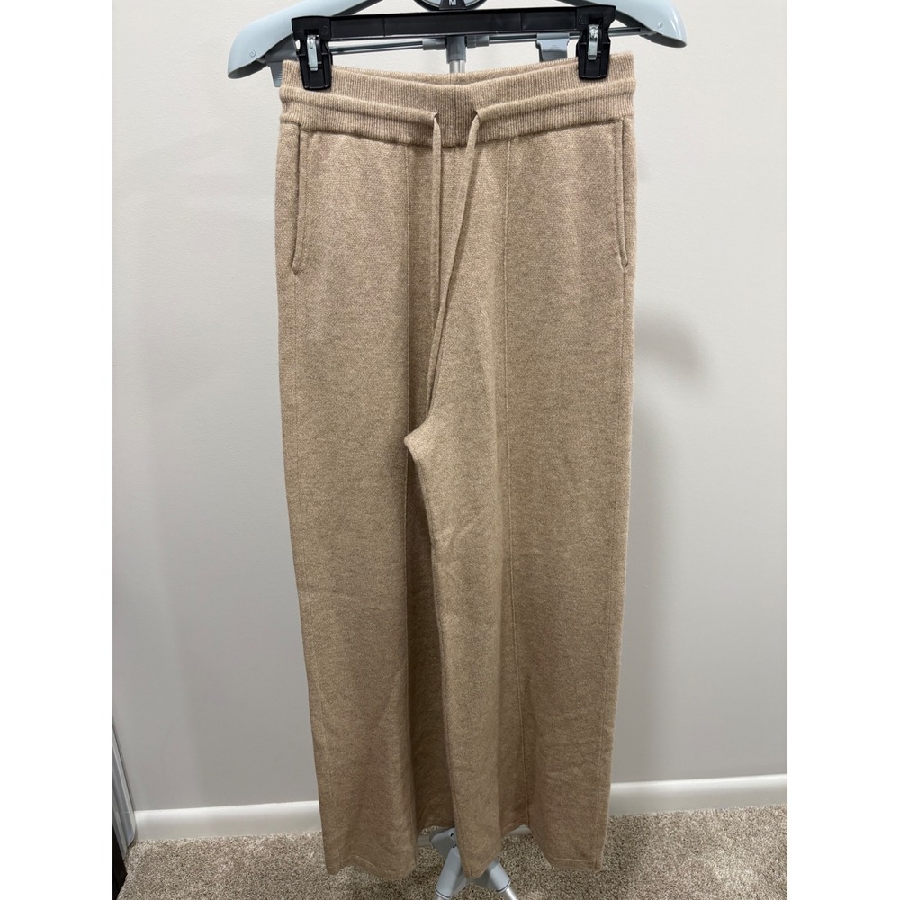 NWOT Lilysilk Fluid Cashmere Sweatpants Camel Tan Brown Size Small Wide Leg